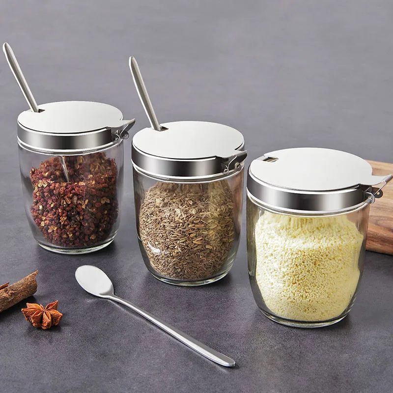 Kitchen transparent glass bottle with lid seasoning jar with stainless steel spoon pepper sauce bottle salt ZP7161101
Kitchen transparent glass bottle with lid seasoning jar with stainless steel spoon pepper sauce bottle salt ZP7161101