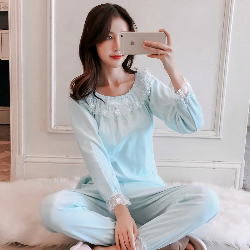 2018 Autumn 100% Cotton Princess Pajamas Sets for Women Long Sleeve Pyjamas Girls Cute Lace Pijama Lounge Homewear Home Clothing
2018 Autumn 100% Cotton Princess Pajamas Sets for Women Long Sleeve Pyjamas Girls Cute Lace Pijama Lounge Homewear Home Clothing