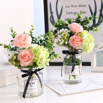 Modern Glass Vase+Artificial Flower Set Decor Livingroom Silk Fake Flower Pot Ornaments Home Desktop Furnishing Craft Decoration
Modern Glass Vase+Artificial Flower Set Decor Livingroom Silk Fake Flower Pot Ornaments Home Desktop Furnishing Craft Decoration