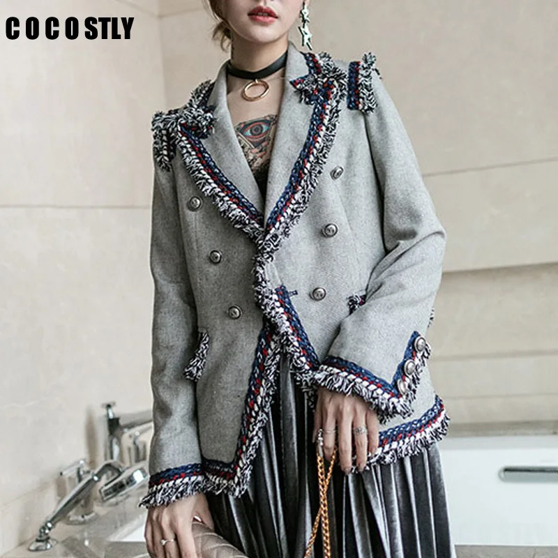 tweed jacket tassel wool jacket coat for women 2018 new autumn winter runway fashion Female Jackets Short Slim 
tweed jacket tassel wool jacket coat for women 2018 new autumn winter runway fashion Female Jackets Short Slim