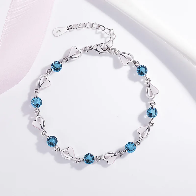 Luxury Female Crystal Heart Bracelet Bangle Fashion Blue White Pink Stone Bracelets Vintage Charm Wedding Bracelets For Women
Luxury Female Crystal Heart Bracelet Bangle Fashion Blue White Pink Stone Bracelets Vintage Charm Wedding Bracelets For Women