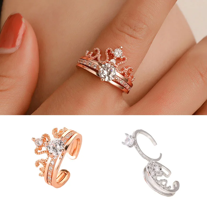 Women's Fashion Queen Crown Pattern Adjustable Ring Set Rhinestone Two-piece Rings Jewelry Gold Silver Rings For Women Gift
Women's Fashion Queen Crown Pattern Adjustable Ring Set Rhinestone Two-piece Rings Jewelry Gold Silver Rings For Women Gift