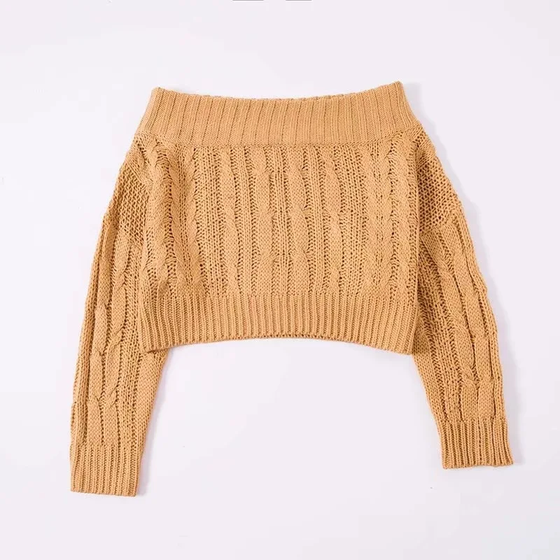 Fashion Women's Sweater Crop Tops Off Shoulder Twisted Knitted Jumper 2019 Autumn Solid Loose Long Sleeve Female Short Pullover
Fashion Women's Sweater Crop Tops Off Shoulder Twisted Knitted Jumper 2019 Autumn Solid Loose Long Sleeve Female Short Pullover