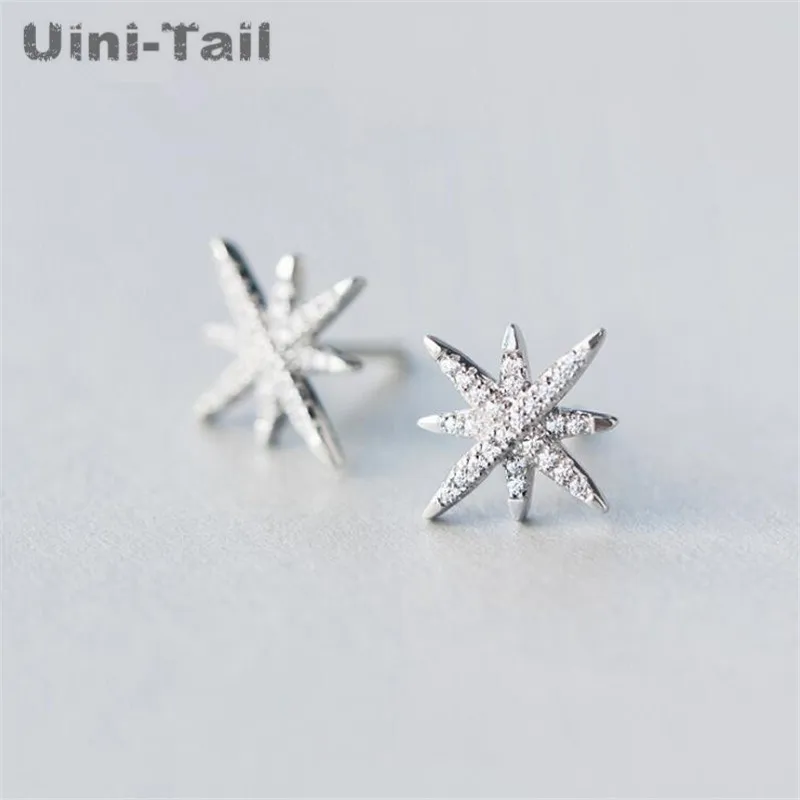 Uini-Tail hot new 925 sterling silver micro inlaid stars earrings European and American fashion retro creative jewelry GN696 
Uini-Tail hot new 925 sterling silver micro inlaid stars earrings European and American fashion retro creative jewelry GN696