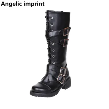 Angelic imprint new Handmade mori girl Women motorcycle punk shoes lady lolita Boots woman mid heels pumps buckle black 33-47
Angelic imprint new Handmade mori girl Women motorcycle punk shoes lady lolita Boots woman mid heels pumps buckle black 33-47