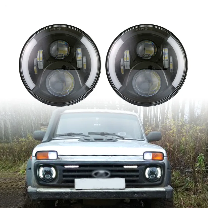 

For Suzuki Samurai UAZ Hunter 7inch LED Projector Headlight with halo DRL&Amber Turn Signal Headlamp For Lada 4x4 Urban Niva