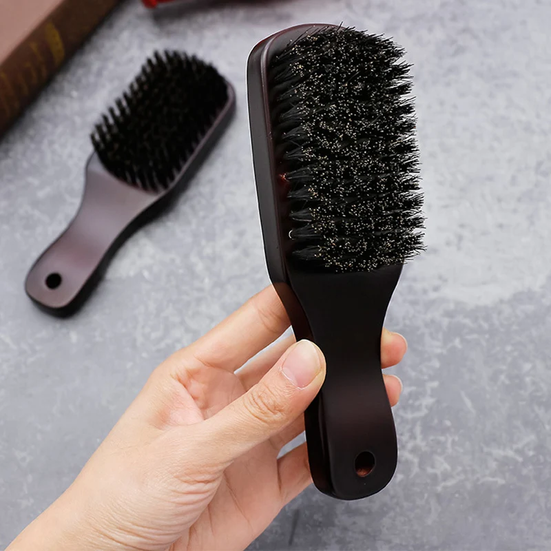 

Men Boar Bristle Mustache Portable Brush Wood Handle Men's Beard Brush Comb Facial Beard Cleaning Styling Brush