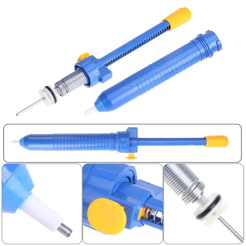 Portable Single-manual Suction Tin Desoldering Handheld Welding Solder Pump Sucker Disassembled Capacitor Direct Suction Tool
Portable Single-manual Suction Tin Desoldering Handheld Welding Solder Pump Sucker Disassembled Capacitor Direct Suction Tool