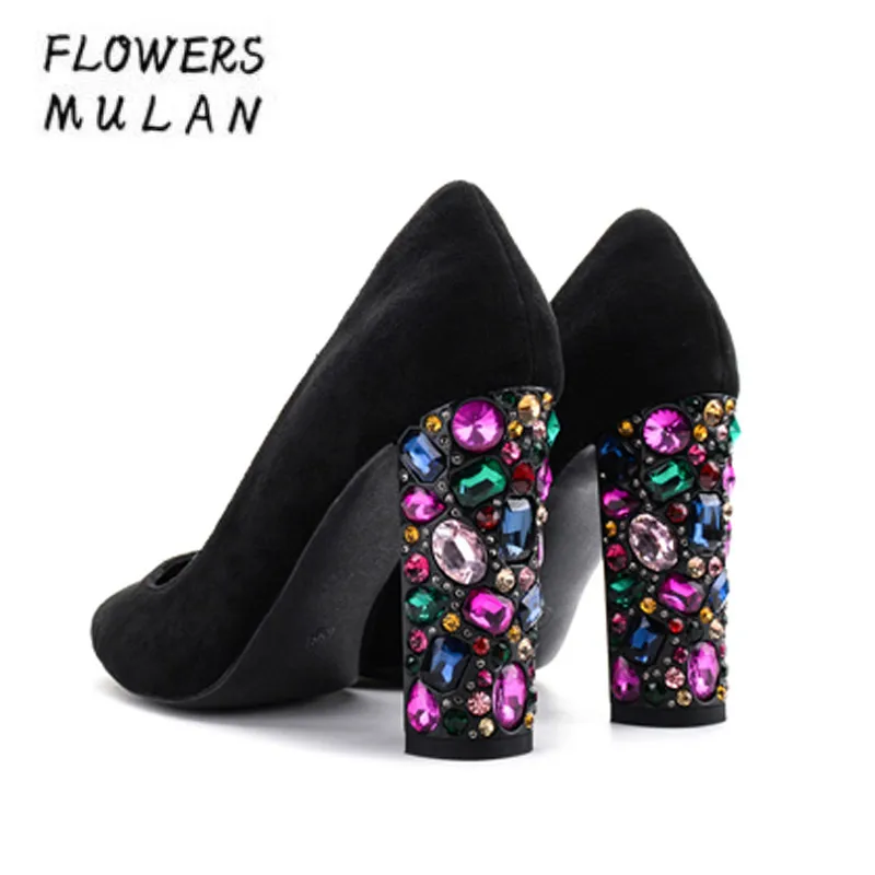 Hot Selling Black Suede Upper Bling Colorful High Square Heel Pumps Women Elegant Pointed Toe Slip On Party Event Shoes Woman
Hot Selling Black Suede Upper Bling Colorful High Square Heel Pumps Women Elegant Pointed Toe Slip On Party Event Shoes Woman