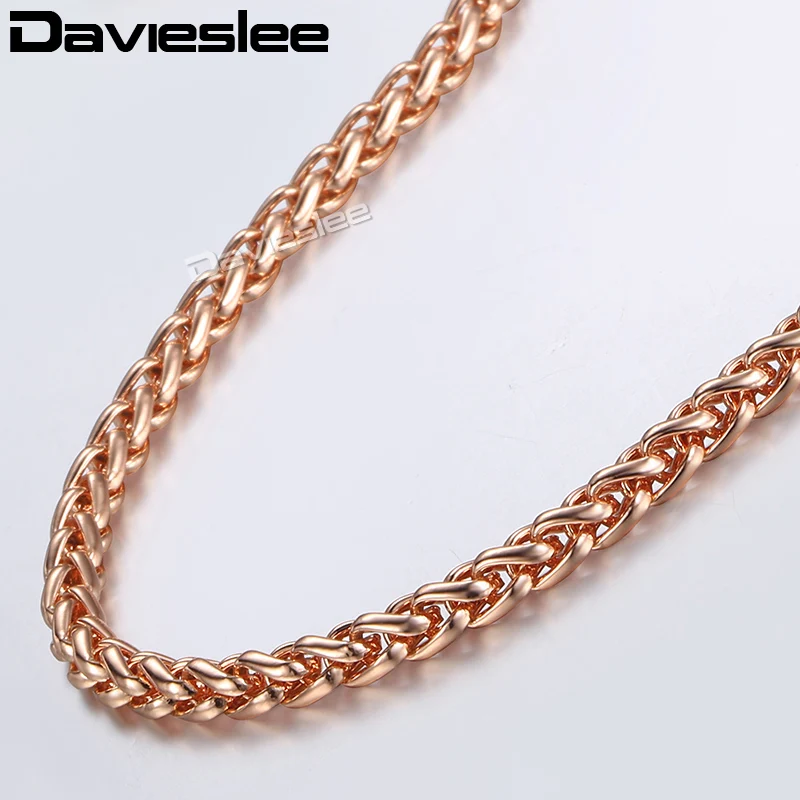 Davieslee Womens Necklace Chain 585 Rose Gold Filled Wheat Spiga Necklaces for Women Men Jewelry Wholesale 4mm 45-91cm LGN255
Davieslee Womens Necklace Chain 585 Rose Gold Filled Wheat Spiga Necklaces for Women Men Jewelry Wholesale 4mm 45-91cm LGN255