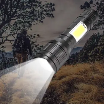 Portable T6 + COB LED Telescopic zoom 3 Modes Torch Flashlight Outdoor Camping Flashlight
Portable T6 + COB LED Telescopic zoom 3 Modes Torch Flashlight Outdoor Camping Flashlight