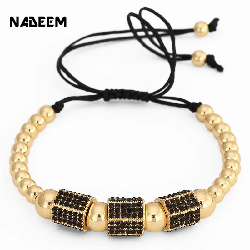 NADEEM Fashion Micro Pave CZ Rhombic Charm Gold Color Copper Beads Men's Braiding Macrame Bracelet Jewelry pulsera hombres
NADEEM Fashion Micro Pave CZ Rhombic Charm Gold Color Copper Beads Men's Braiding Macrame Bracelet Jewelry pulsera hombres