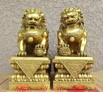 17" Chinese Pure Copper Brass palace Door Guardian Fu Foo Dog Lion Pair 
17" Chinese Pure Copper Brass palace Door Guardian Fu Foo Dog Lion Pair