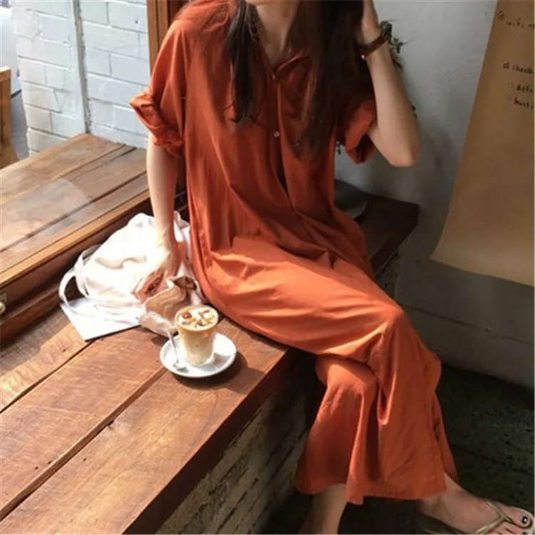 2019 Spring Summer Women Cotton Dress Korean Shirt Dress Half Sleeve Ladies Single Breasted Elegant Maxi Dress Vestidos Jurken
2019 Spring Summer Women Cotton Dress Korean Shirt Dress Half Sleeve Ladies Single Breasted Elegant Maxi Dress Vestidos Jurken