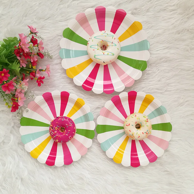 8pcs Rainbow Striped Candy Color Golden Edge Disposable Paper Tableware Plates Cup Napkins Party Supplies Paper Cutlery
8pcs Rainbow Striped Candy Color Golden Edge Disposable Paper Tableware Plates Cup Napkins Party Supplies Paper Cutlery