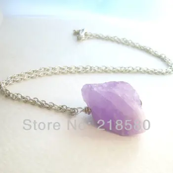 H-QN46 Hearing Crystal Raw Amethysts Nugget Necklace February Birthstone Sliver Or Gold Color Chain
H-QN46 Hearing Crystal Raw Amethysts Nugget Necklace February Birthstone Sliver Or Gold Color Chain