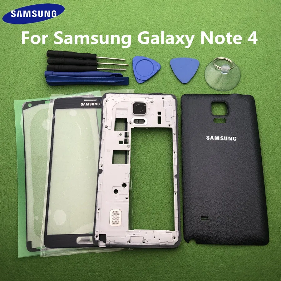 For Samsung Galaxy Note 4 N910 N910F N910A N910C Full Housing Case Bezel Middle Frame Back Cover + Front Glass Lens Sticker Tool
For Samsung Galaxy Note 4 N910 N910F N910A N910C Full Housing Case Bezel Middle Frame Back Cover + Front Glass Lens Sticker Tool