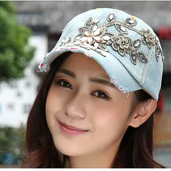 NEW Good Quality 2016 Fashion Women Diamond Flower Baseball Cap Summer Style Lady Jeans Hats 1Pcs
NEW Good Quality 2016 Fashion Women Diamond Flower Baseball Cap Summer Style Lady Jeans Hats 1Pcs