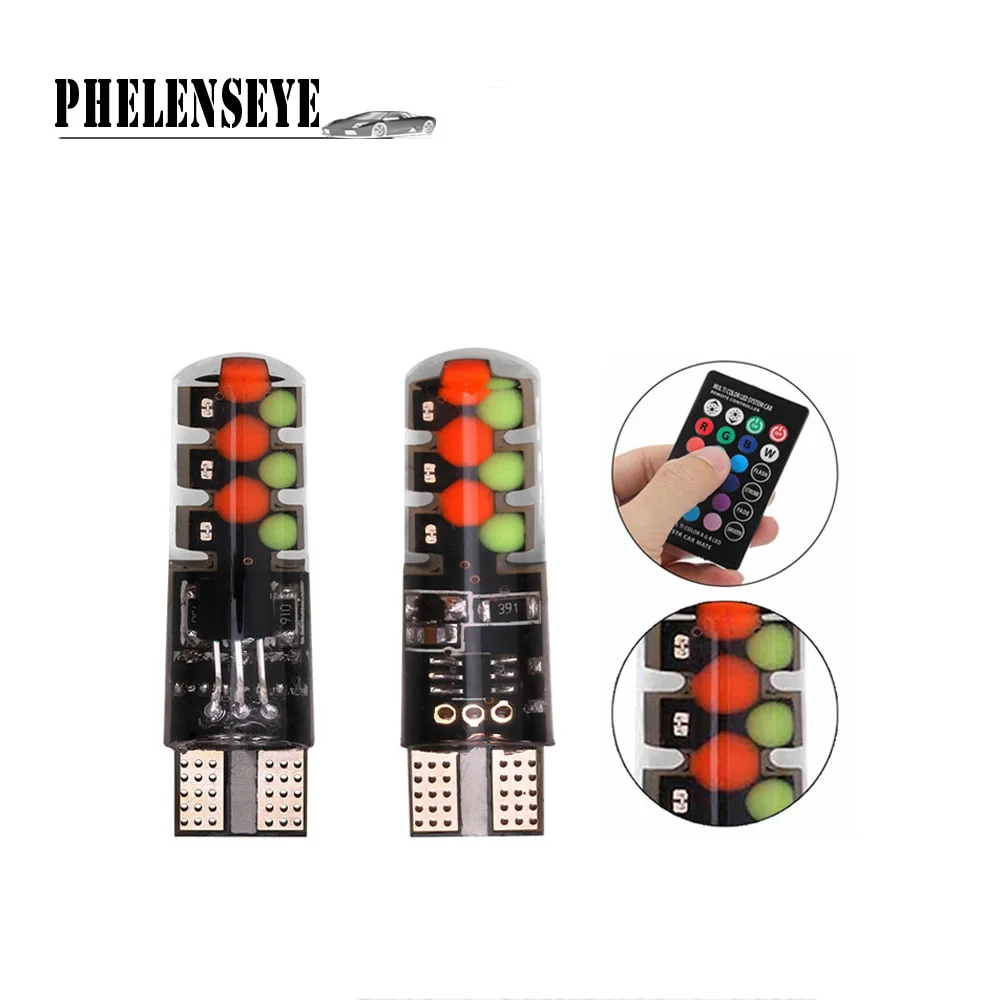 PHELENSEYE T10 RGB Clearance light New Universal Car RGB COB 6SMDs Colorful Multi Mode Car Light Bulbs With Remote Controller
PHELENSEYE T10 RGB Clearance light New Universal Car RGB COB 6SMDs Colorful Multi Mode Car Light Bulbs With Remote Controller