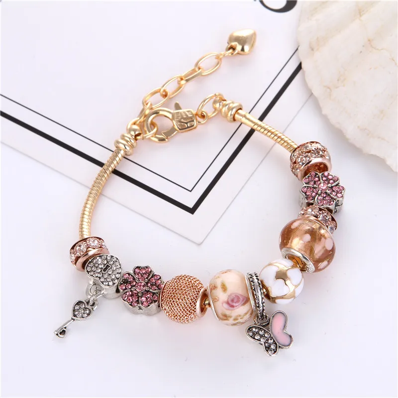 High Quality Rose Golden Butterfly Pendant Crystal Rhinestone Charms Bracelet Pandora Bracelet For Women/Gril gift jewelry
High Quality Rose Golden Butterfly Pendant Crystal Rhinestone Charms Bracelet Pandora Bracelet For Women/Gril gift jewelry