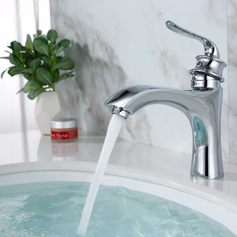 

OLMEY Comercial Single Handle Bathroom Sink Faucet One Hole Deck Mount Lavatory Basin Faucet Brass Vanity Basin Mixer Taps