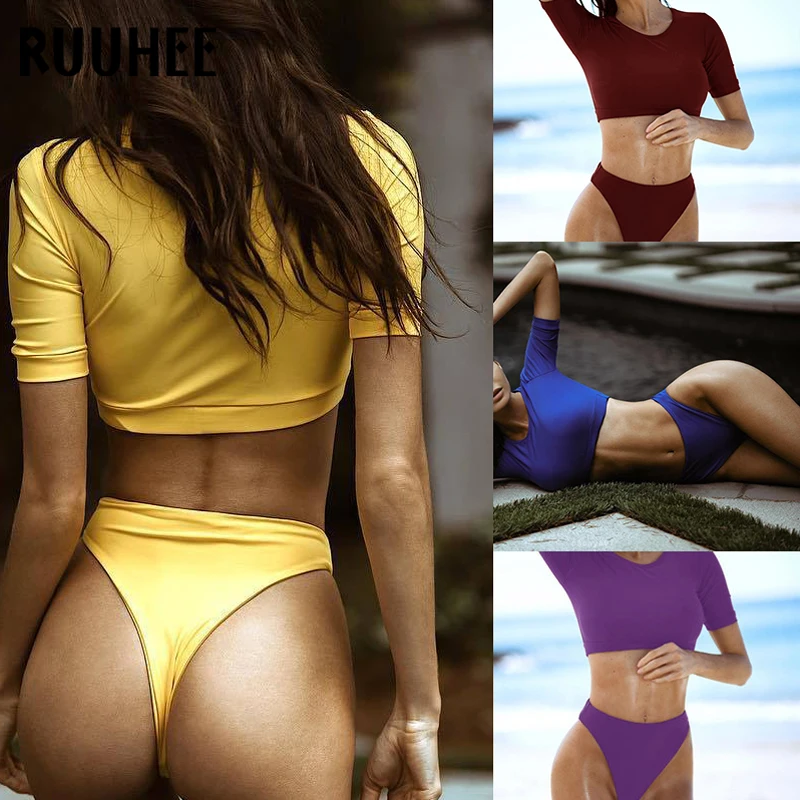 RUUHEE Brand Bikini Swimwear Women Short Sleeve Swimsuit High Waist Bikini Set Sport Style Beachwear Swimming Suit 2018 Biquini
RUUHEE Brand Bikini Swimwear Women Short Sleeve Swimsuit High Waist Bikini Set Sport Style Beachwear Swimming Suit 2018 Biquini
