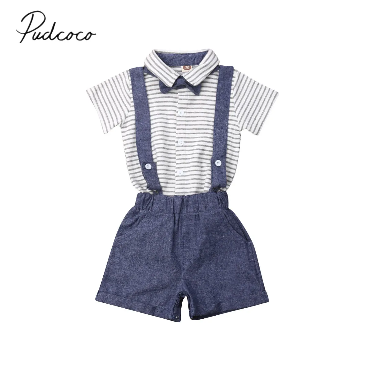 2019 Baby Summer Clothing Newborn Infant Baby Boy Gentleman Clothes Set Short Sleeve Striped Romper +Overalls Shorts 2PCS Outfit
2019 Baby Summer Clothing Newborn Infant Baby Boy Gentleman Clothes Set Short Sleeve Striped Romper +Overalls Shorts 2PCS Outfit