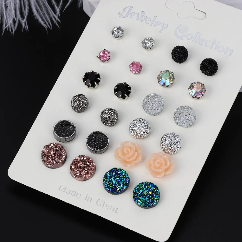12 Pair/Set Fashion New Women Rainbow Crystal Zircon Stud Earrings For Women Piercing Metal Ball Hot Flower Earrings Jewelry
12 Pair/Set Fashion New Women Rainbow Crystal Zircon Stud Earrings For Women Piercing Metal Ball Hot Flower Earrings Jewelry