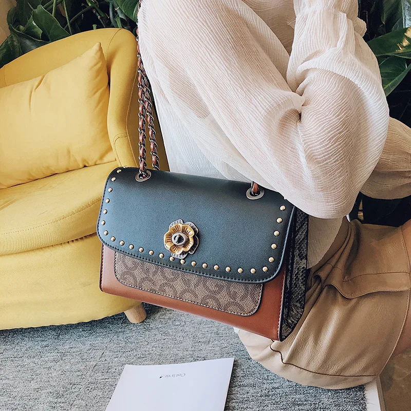 New Style Retro bag for Women 2019 New Fashion Rivet Chain Single Shoulder Bag Trend Patchwork PU Cover bags Women's Flap Pocket
New Style Retro bag for Women 2019 New Fashion Rivet Chain Single Shoulder Bag Trend Patchwork PU Cover bags Women's Flap Pocket
