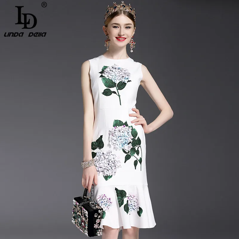 High Quality 2017 Designer Runway Summer Dress Women's elegant Mermaid Sleeveless Whiter Floral Printed Appliques Casual Dress
High Quality 2017 Designer Runway Summer Dress Women's elegant Mermaid Sleeveless Whiter Floral Printed Appliques Casual Dress