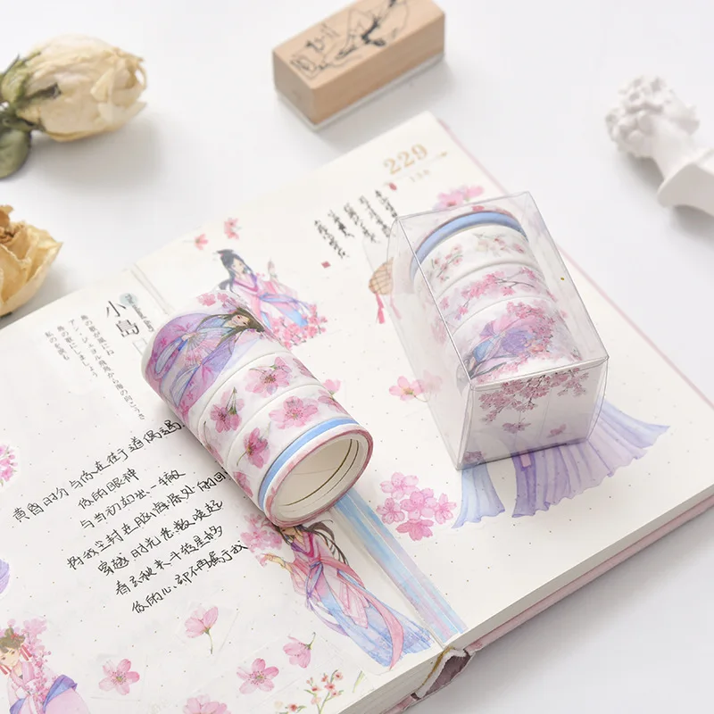 5pcs/Box lovely song Sakura series and carton tape, hand accounts school notebook stationery tape
5pcs/Box lovely song Sakura series and carton tape, hand accounts school notebook stationery tape