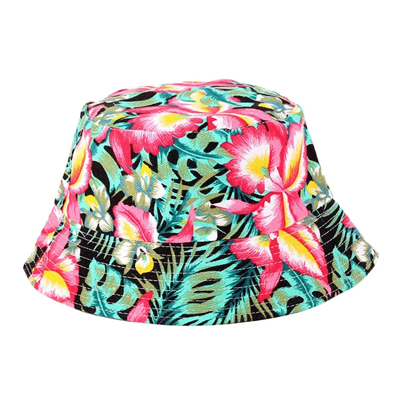  Men Women Bucket Hat Flower Print Cap 2018 Summer Hot Sale Flat Hat Fishing Boonie Bush Cap Outdoor Sunhat Wholesale #FM11 (2)