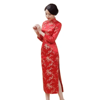 Chinese Traditional Proprieties Dress Wedding Dress Women Satin Silk Long Sleeve Cheongsam Long Qipao Size S M L XL XXL LGDE001
Chinese Traditional Proprieties Dress Wedding Dress Women Satin Silk Long Sleeve Cheongsam Long Qipao Size S M L XL XXL LGDE001