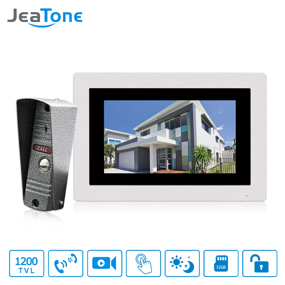 Фото JeaTone Видео Домофон 7 &quotСенсорный Экран Смарт Открытый Система Дверной Звонок С