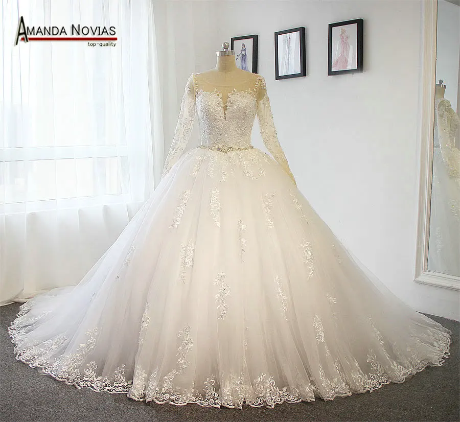 

Amanda Novias Actual Photos Nice Back Wedding Dresses 2018 Ball Gown Puffy Bridal Dress