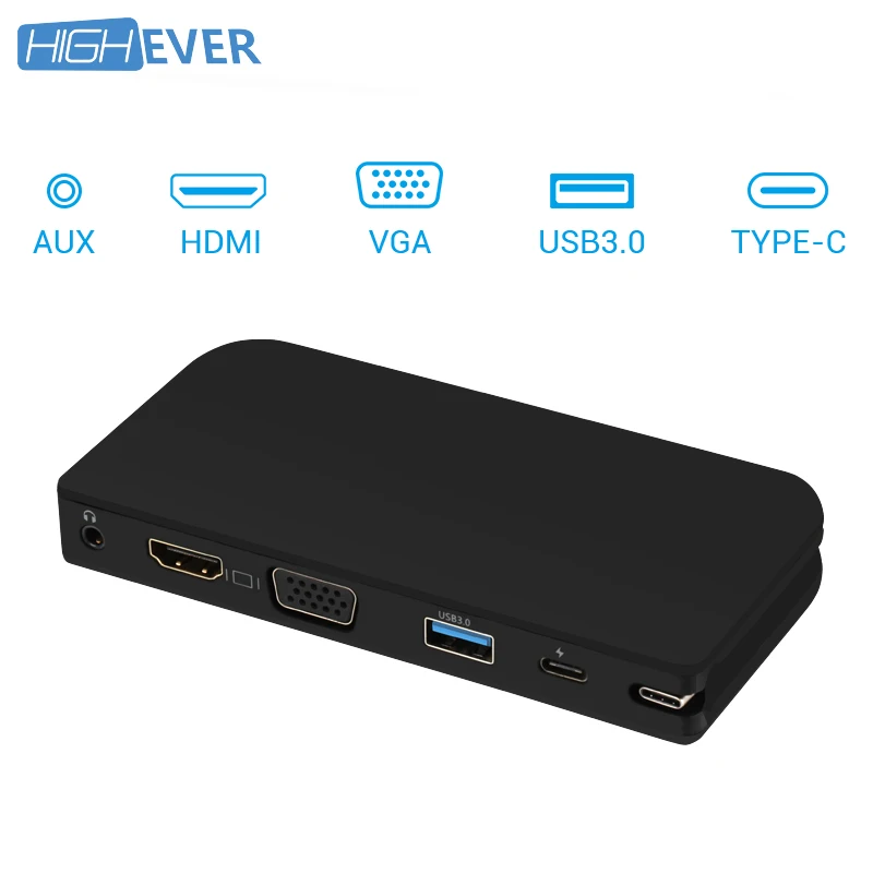 Highever несколько 5 в 1 Тип C на HDMI 1080 P адаптер VGA USB 3 0 AUX PD для Мобильные телефоны