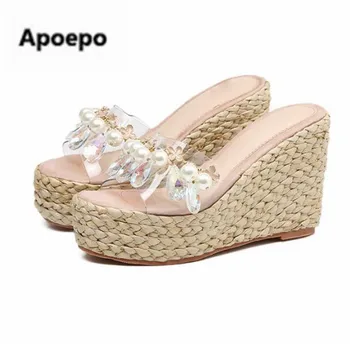 Newest brand gladiator sandals summer crystal pearl sexy Transparent wedges shoes platform high heels slippers women chinelos
Newest brand gladiator sandals summer crystal pearl sexy Transparent wedges shoes platform high heels slippers women chinelos