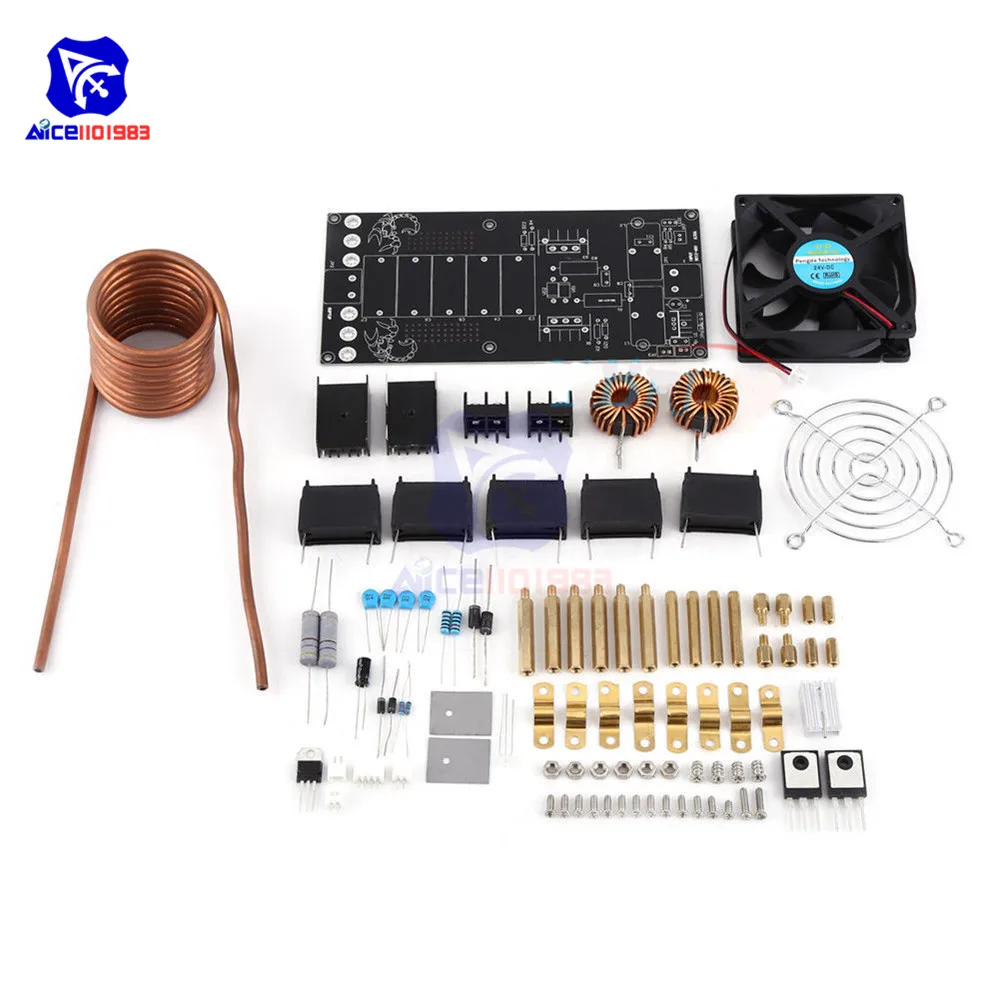 DIY Kit 1000W 12-36V 20A ZVS Tesla Coil Induction Heating Board Module Heater Cooling Fan
DIY Kit 1000W 12-36V 20A ZVS Tesla Coil Induction Heating Board Module Heater Cooling Fan