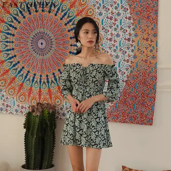 Summer women dress short sleeve off the shoulder floral print vintage dress backless bare shoulder sumer dress KK1220
Summer women dress short sleeve off the shoulder floral print vintage dress backless bare shoulder sumer dress KK1220