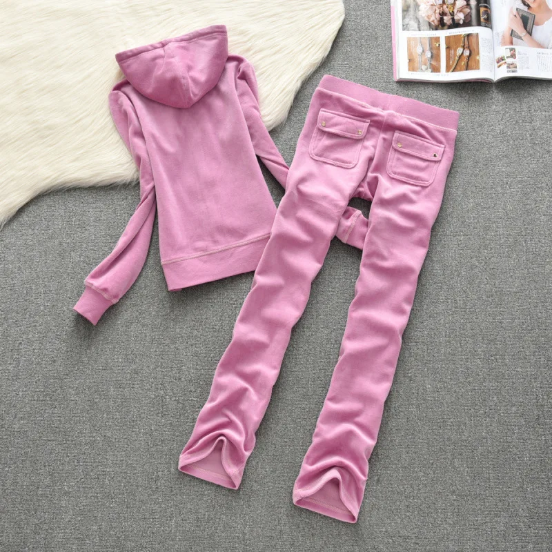 Spring / Fall 2020 Women'S Brand Velvet Fabric Tracksuits Velour Suit WomenTrack Hoodies And Pants Size S - XXL |