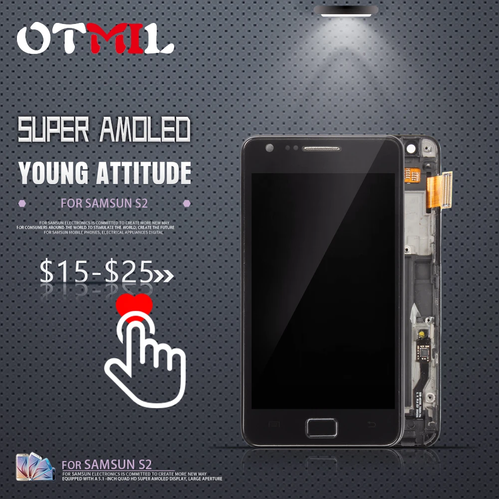 OTMIL 4.3" AMOLED For SAMSUNG Galaxy S2 LCD Display Touch Screen Digitizer with Frame For SAMSUNG i9100 LCD S2 Display #1
OTMIL 4.3" AMOLED For SAMSUNG Galaxy S2 LCD Display Touch Screen Digitizer with Frame For SAMSUNG i9100 LCD S2 Display #1