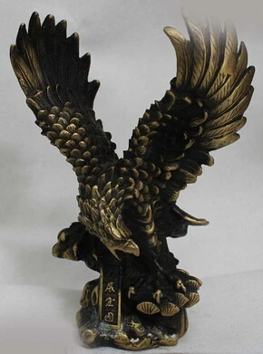 

Copper Crafts decoration Fine Buddha Brass 8" China Folk Feng Shui Bronze Eagle Hawk King Of Birds Animal Statue Sculpture