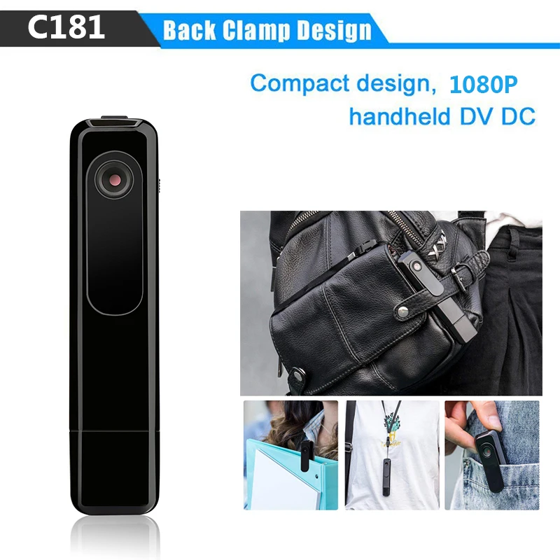 

C181 Mini Camera Wearable Full HD 1080P Pen Camera Video Audio Recorder H.264 Mini DV Camcorder With Single Voice Recording