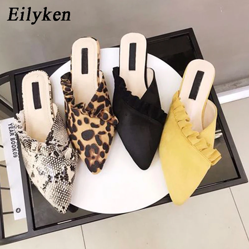 Eilyken New Fashion Pointed Toe Ruffles Sheepskin Flock Mules Shoes Women Half Slippers Spring Summer Slides Flat Flip Flop
Eilyken New Fashion Pointed Toe Ruffles Sheepskin Flock Mules Shoes Women Half Slippers Spring Summer Slides Flat Flip Flop