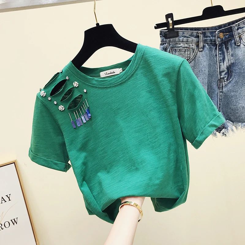 2019 Summer Woman New Korean Style Short Sleeve T-shirt Women's Hollow Holes Tee Tees Students Cotton Tops A734
2019 Summer Woman New Korean Style Short Sleeve T-shirt Women's Hollow Holes Tee Tees Students Cotton Tops A734