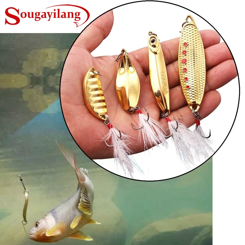 Sougayilang Spoon Fishing Lure Gold Metal with Treble Hooks Feathers 4Pcs Mixed Style
Sougayilang Spoon Fishing Lure Gold Metal with Treble Hooks Feathers 4Pcs Mixed Style