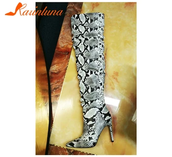 KARINLUNA Slouch Thigh High Boot Snake Skin Over The Knee Boots lady Sexy Super High Thin Heel Pleated Pointed Toe shoes women
KARINLUNA Slouch Thigh High Boot Snake Skin Over The Knee Boots lady Sexy Super High Thin Heel Pleated Pointed Toe shoes women