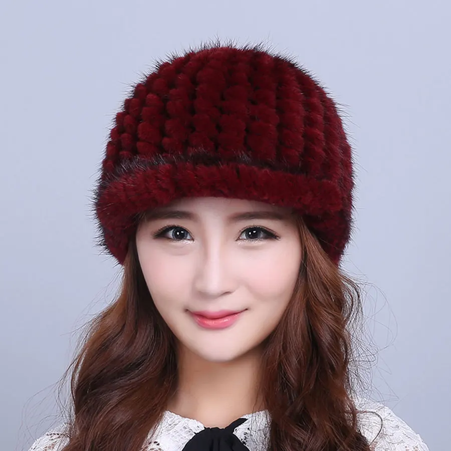 Winter Real Fur Hat For Women Natural Mink With Lining Knitted Beanie All the goods in our shop are genuine leather | Аксессуары для