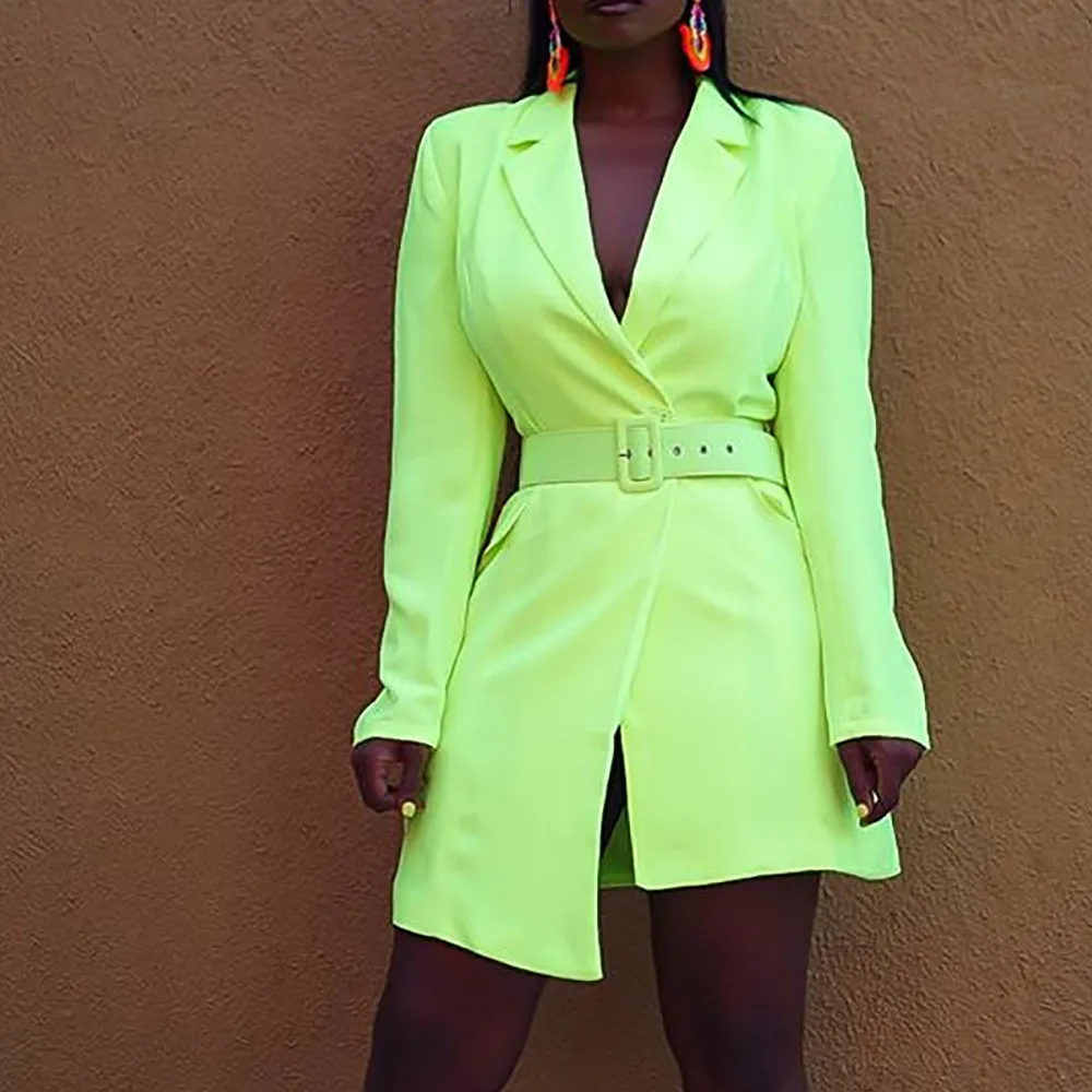 Women Loose Neon Green Blazer Coat With Sashes Suit Ladies Office Long Jacket Blazer Waist Band Female Casual Coats Femme
Women Loose Neon Green Blazer Coat With Sashes Suit Ladies Office Long Jacket Blazer Waist Band Female Casual Coats Femme