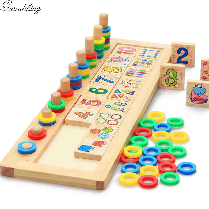 Montessori Wooden Educational Toys Preschool Baby Teaching Counting Stacking Number Montessori Math Training Sensory Kids Toys (8)
